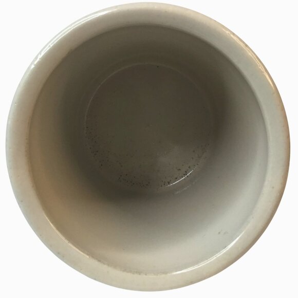 RRP Co 2 Qt Crock High Jar Sue’s Kitchen Blue Script Stoneware Roseville VTG USA - Picture 4 of 5